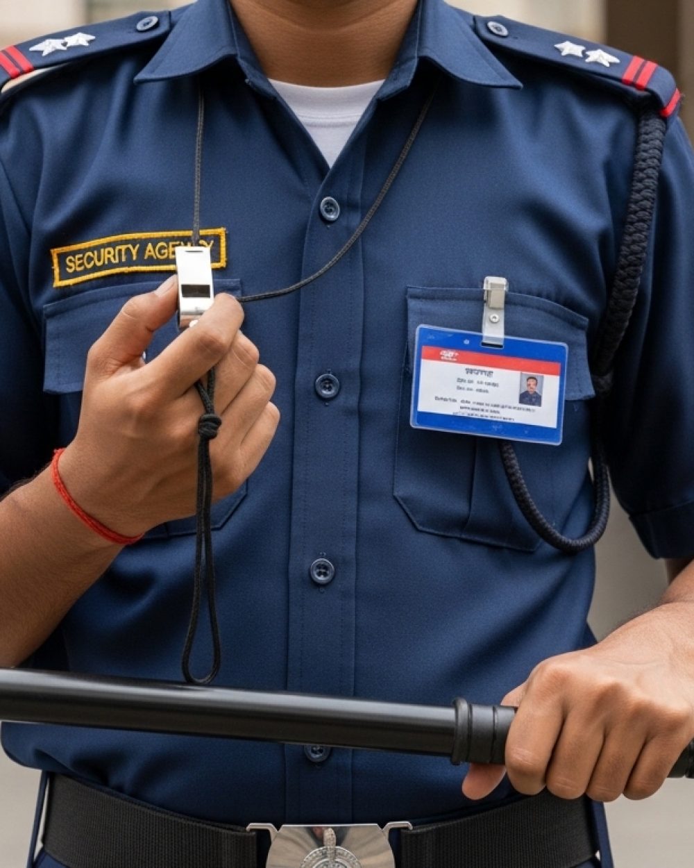 Holding Whistle and Baton